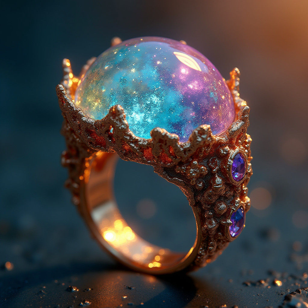 Magical Fairy Utopia Resin Ring: Hyperrealistic Concept Art