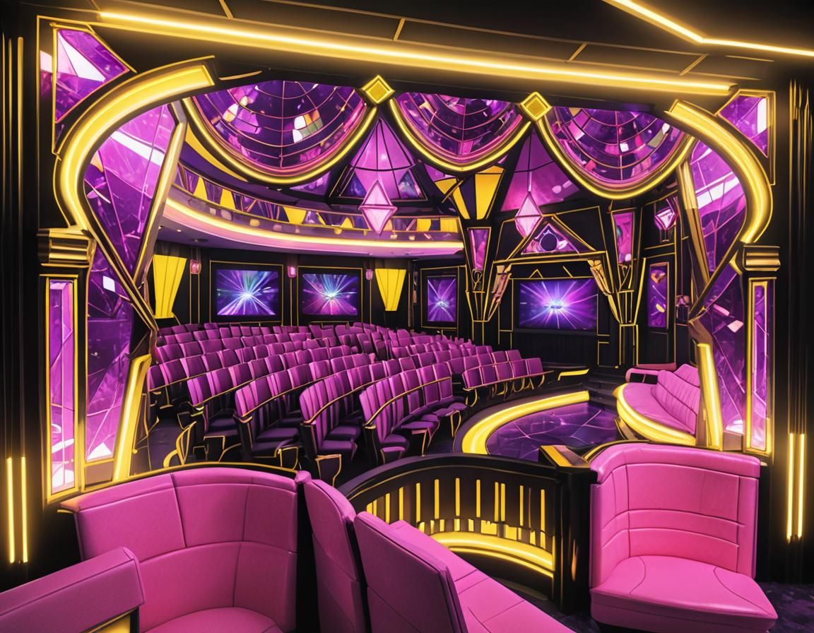 Luxurious Retro-Futuristic Theater Box in Art Nouveau Style