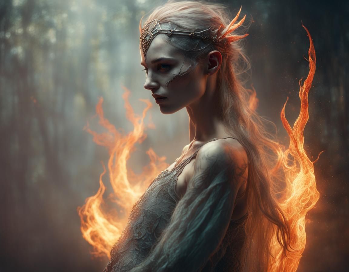 Elegant Elven Flame Dancer's Lost Love
