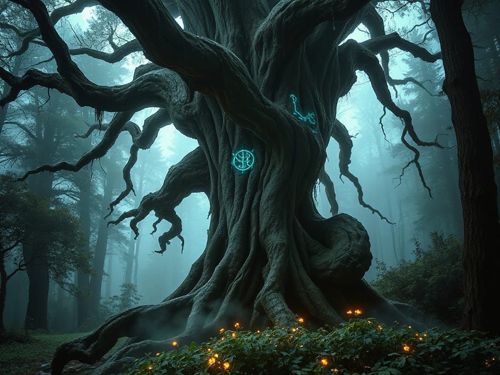 Ancient Tree Spirit Guarding Hidden Forest Clearing