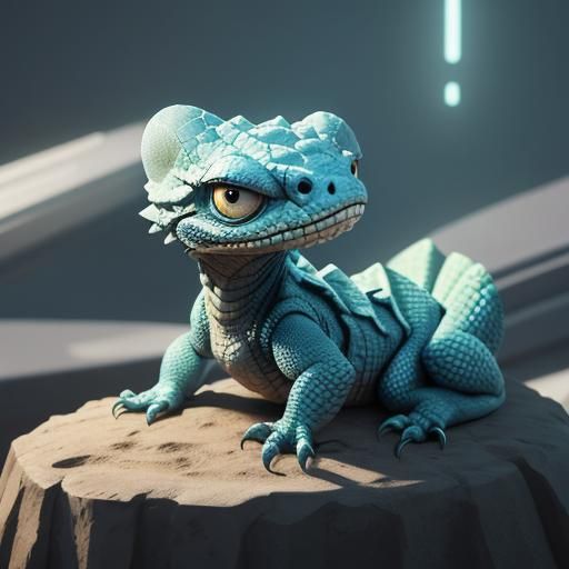 Adorable Furry Reptile Concept Art in Pixar Style