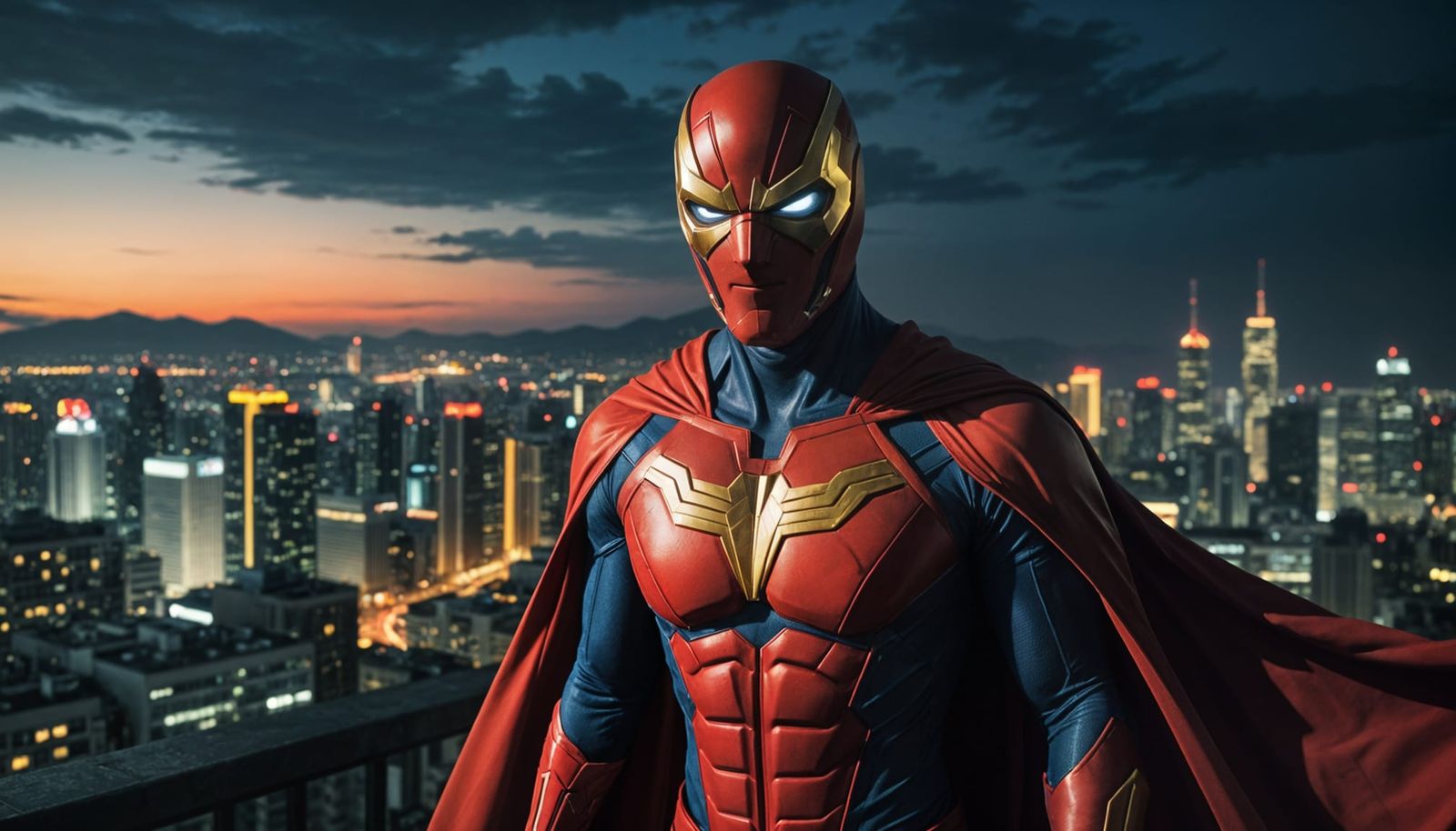 Epic Nighttime Hero in Cinematic Film Style