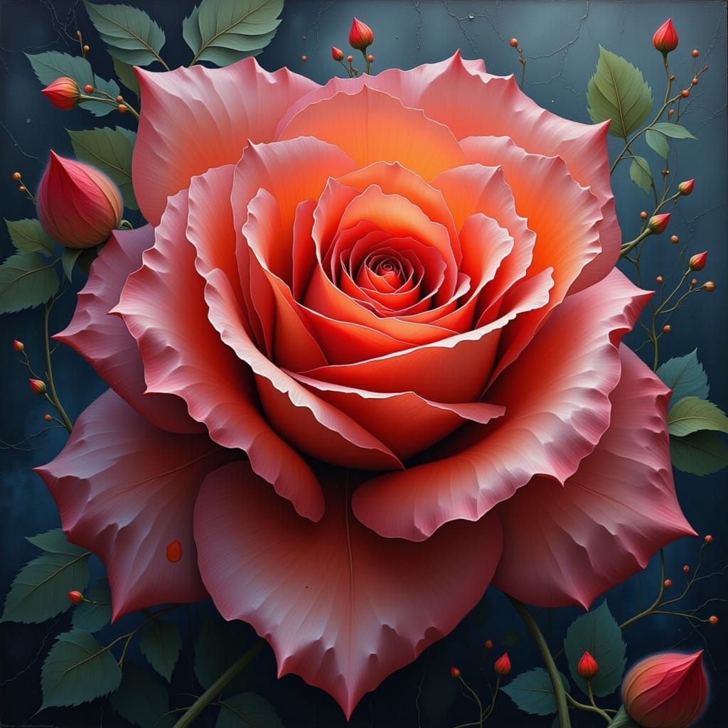 Velvety Rose in Art Nouveau Digital Painting Style