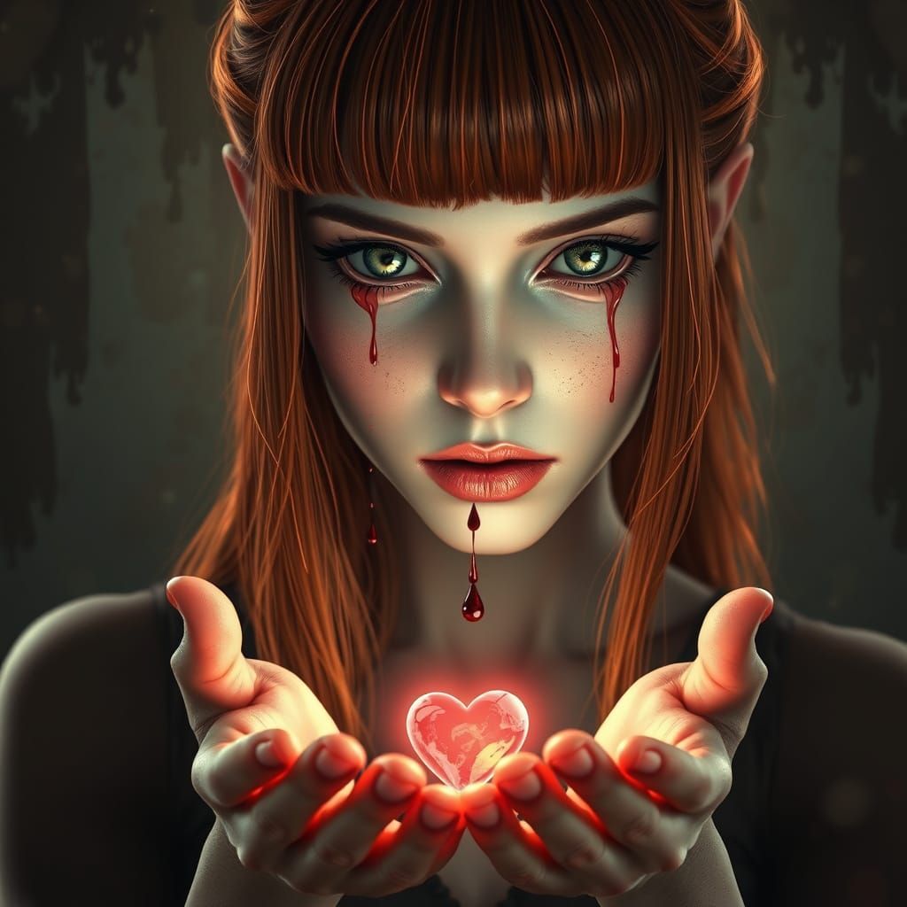 Ethereal Woman with Radiant Heart