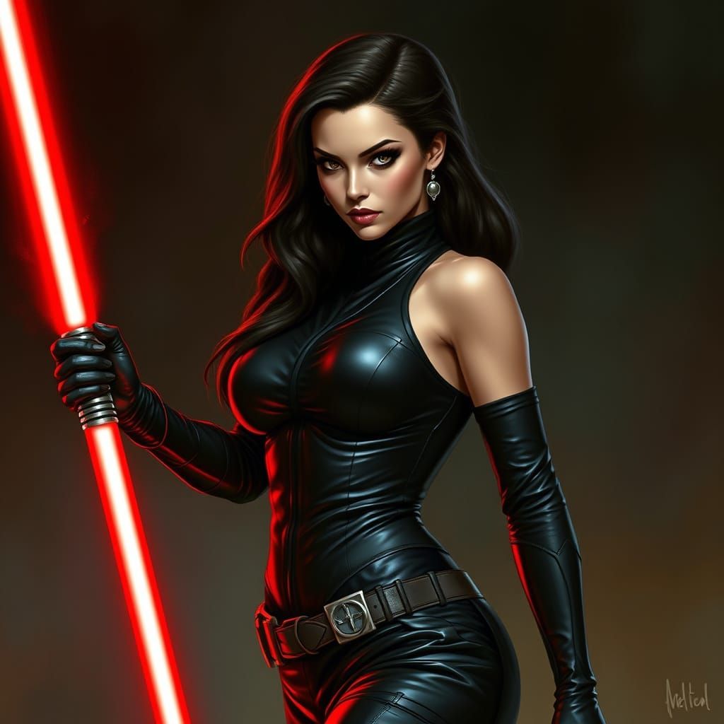 Seductive Sith Warrior with Crimson Lightsaber