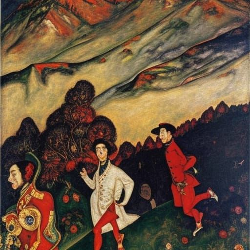 Vampire Lord's Morning Jog: Persian Miniature Style