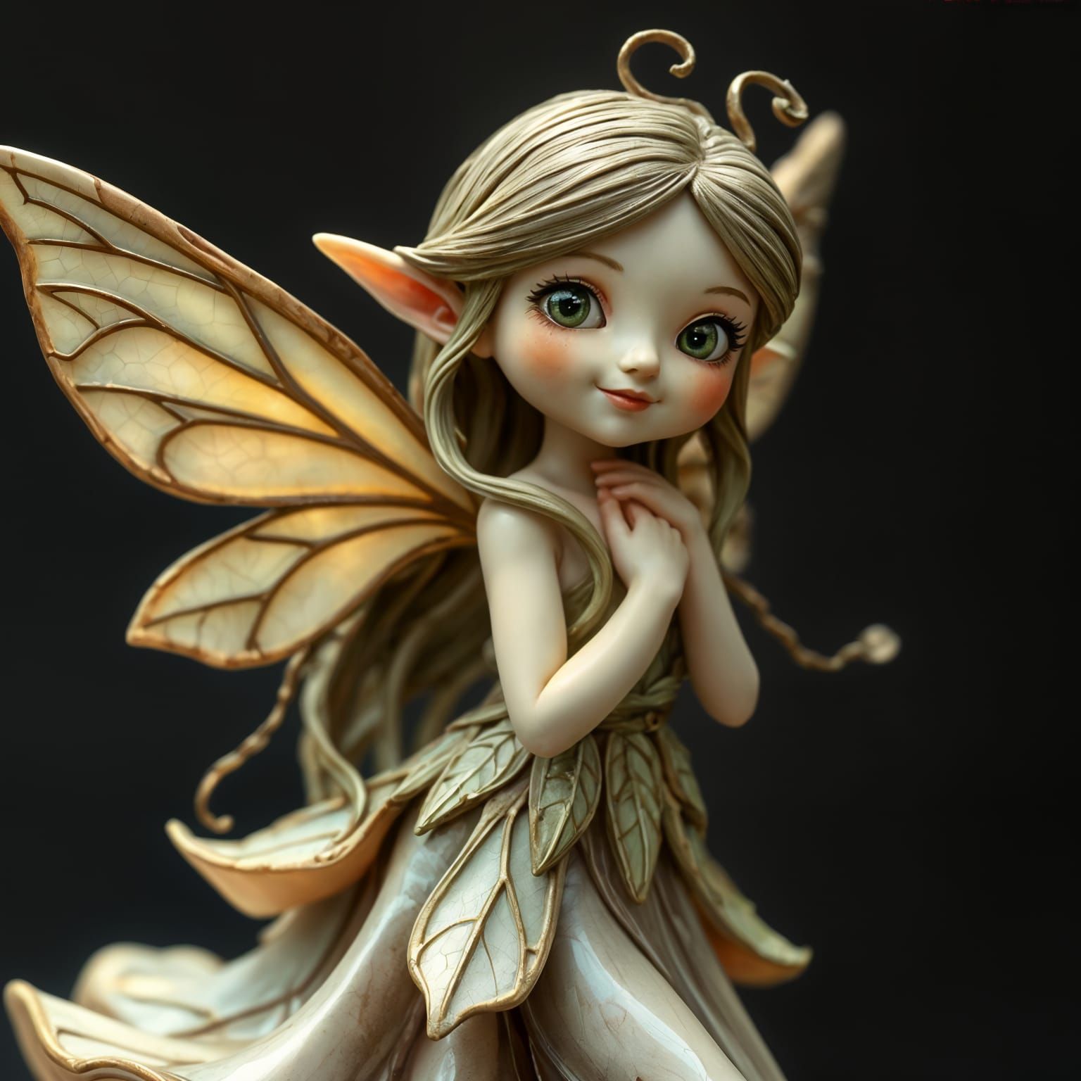 Elegant Porcelain Wood Nymph with Delicate Wings