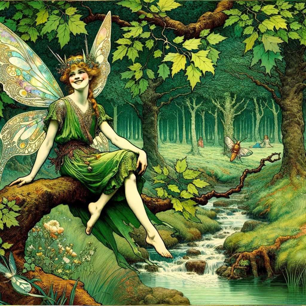 Radiant Fairy Illustration in Photorealistic Ink Style