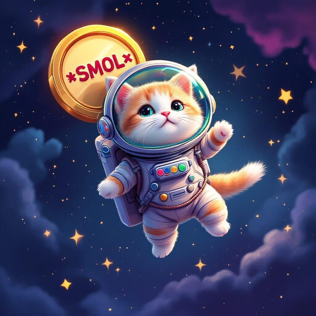 Cosmic Cat in Shimmering Space Currency, SMOL