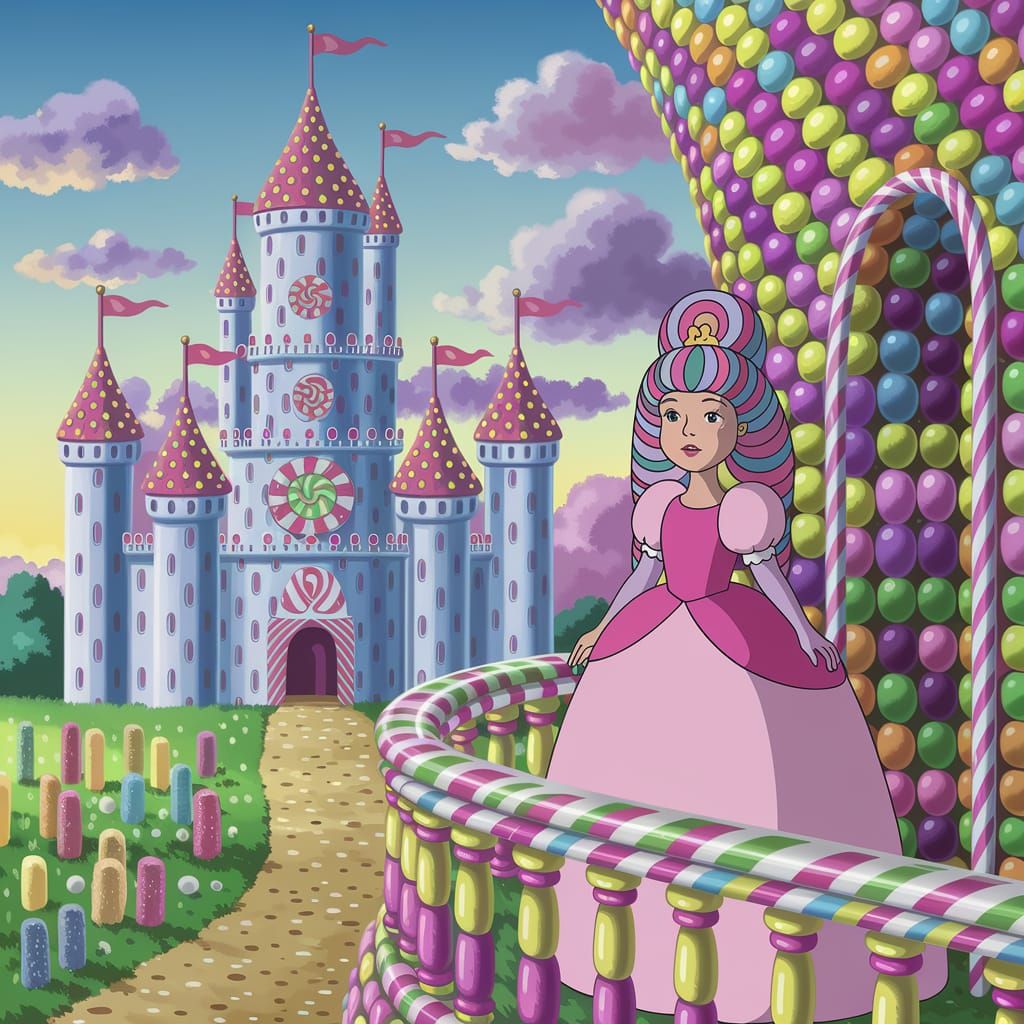 Whimsical Candy Kingdom in Vibrant Colors