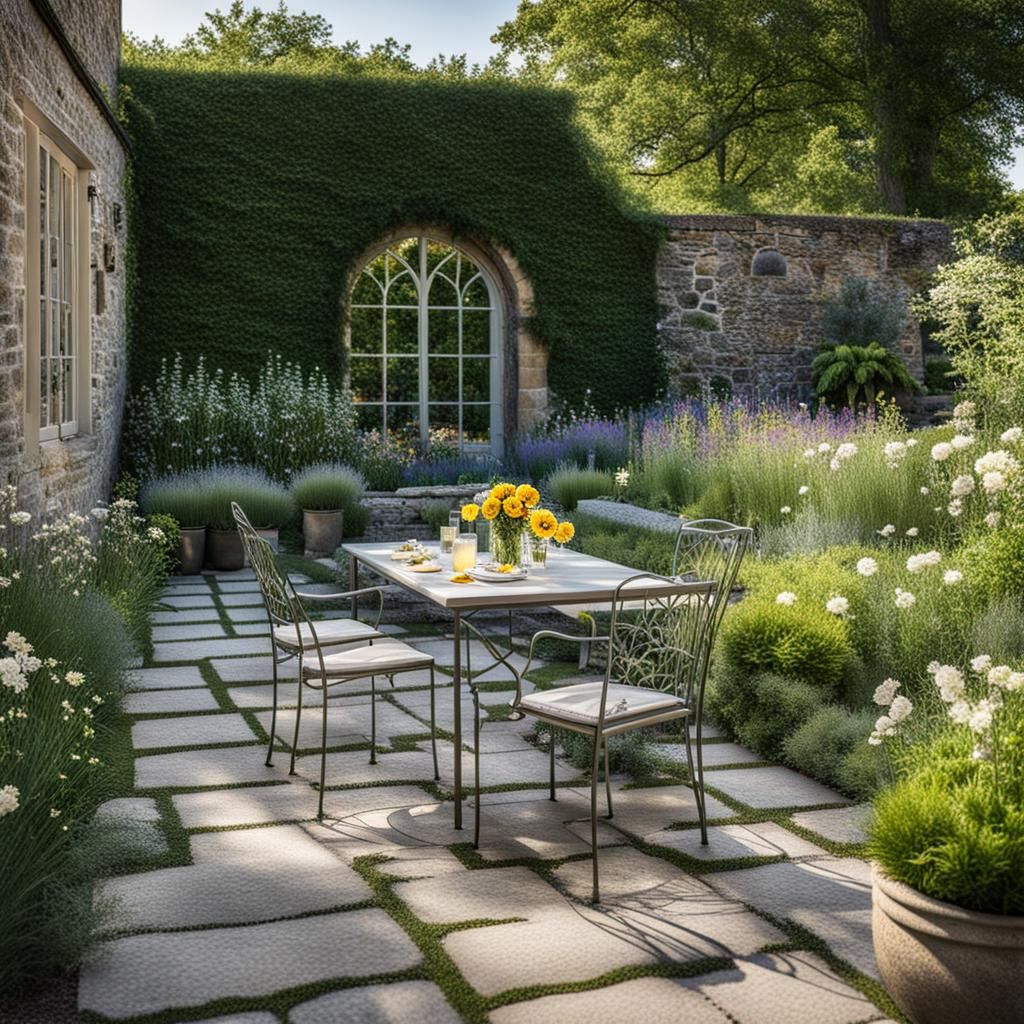 Walled Garden with Lemonade on Patio