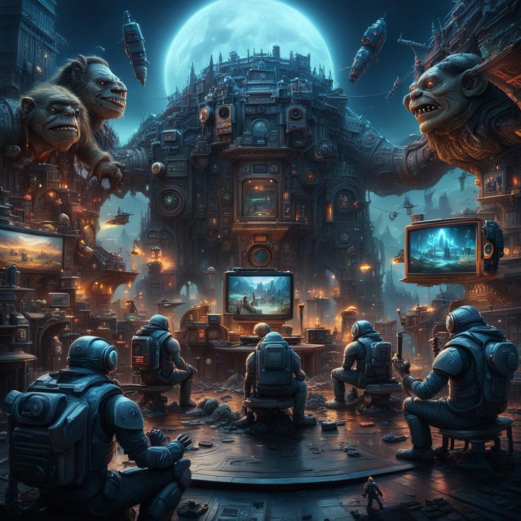 Internet Chat Group Overrun by Bots: Digital Matte Painting