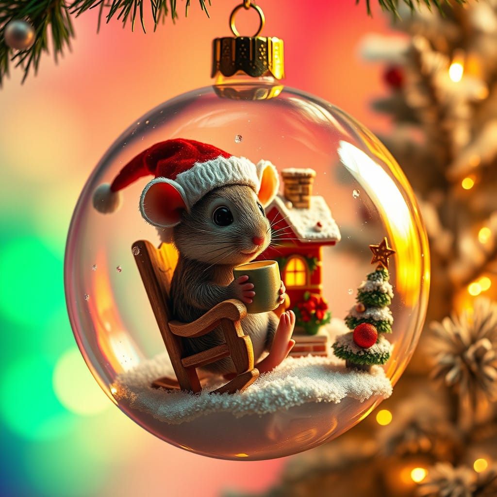Whimsical Mouse in a Winter Wonderland Scene