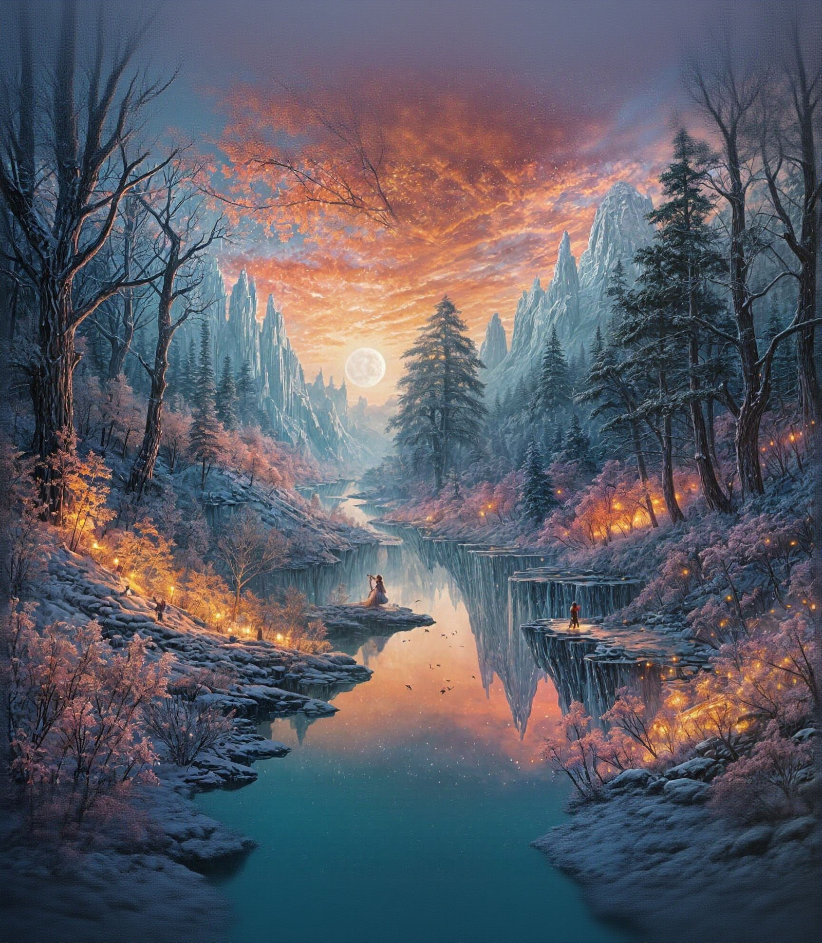 Celestial Filigree in Hyperrealistic Gouache Illustration