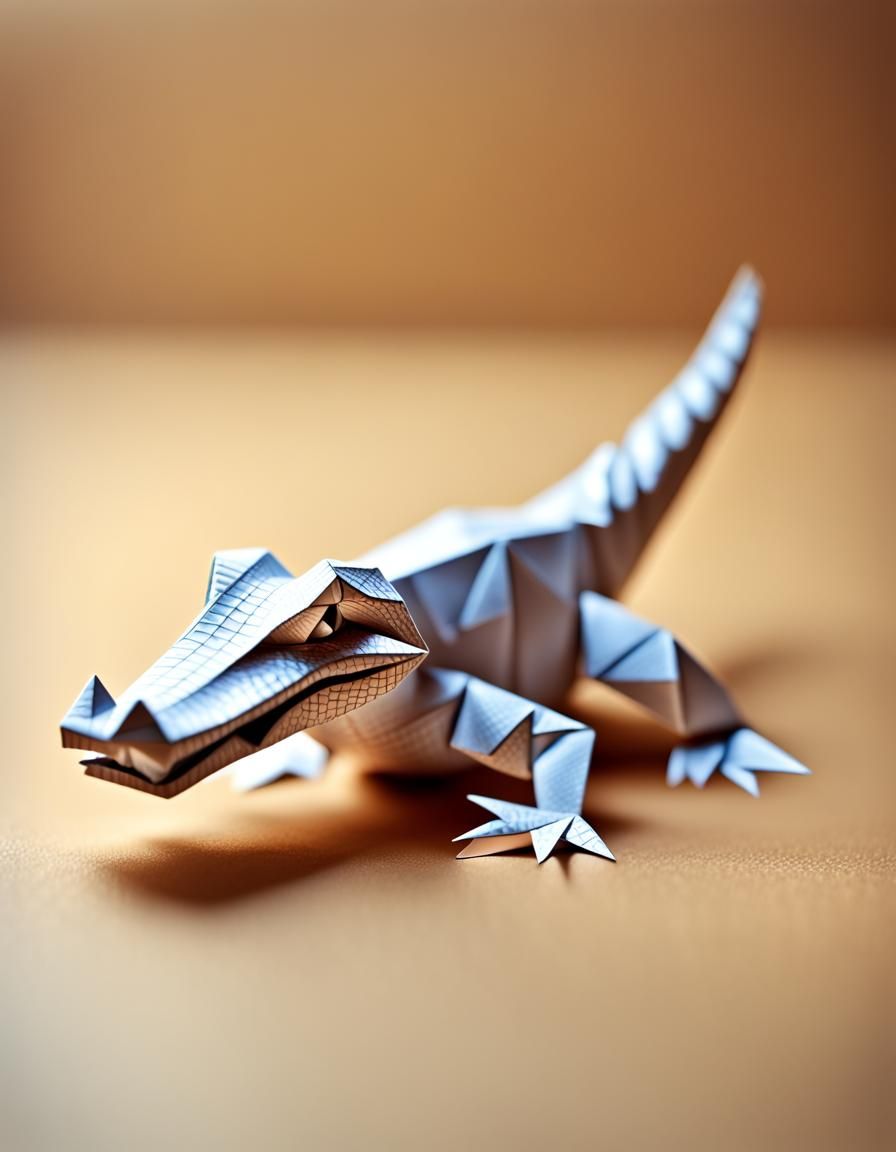 Origami Alligator Papercraft in 8K