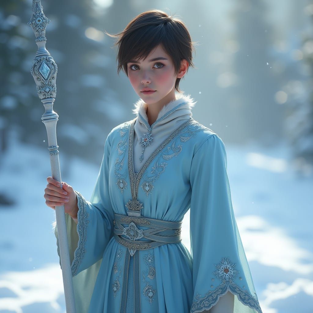 Ice Priestess Portrait in Hyper-Realistic Concept Art