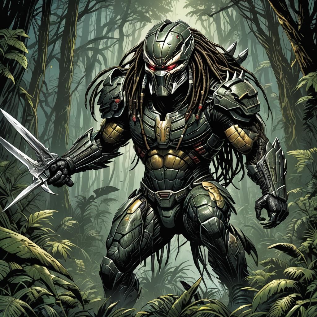 Predator in Comic Book Art Style