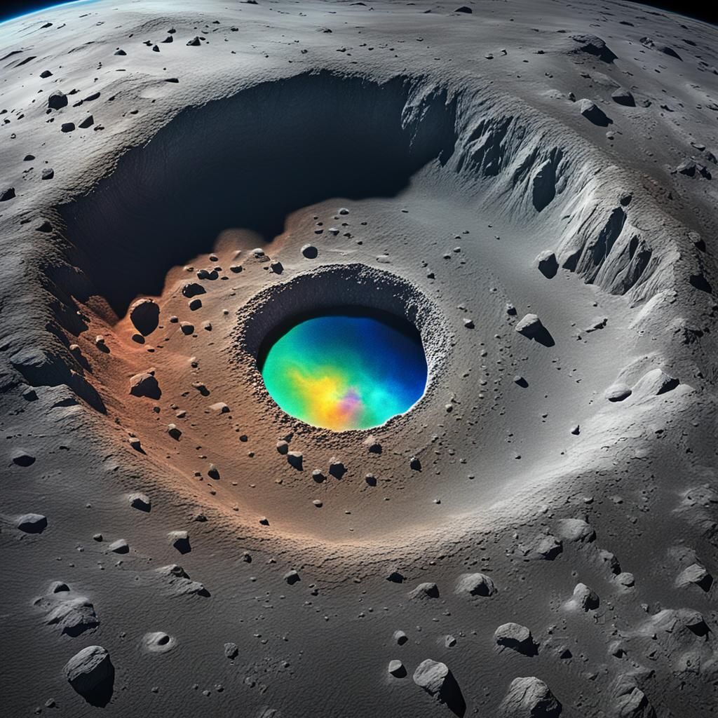 Lunar Crater in Cosmic Astral Holographic Style