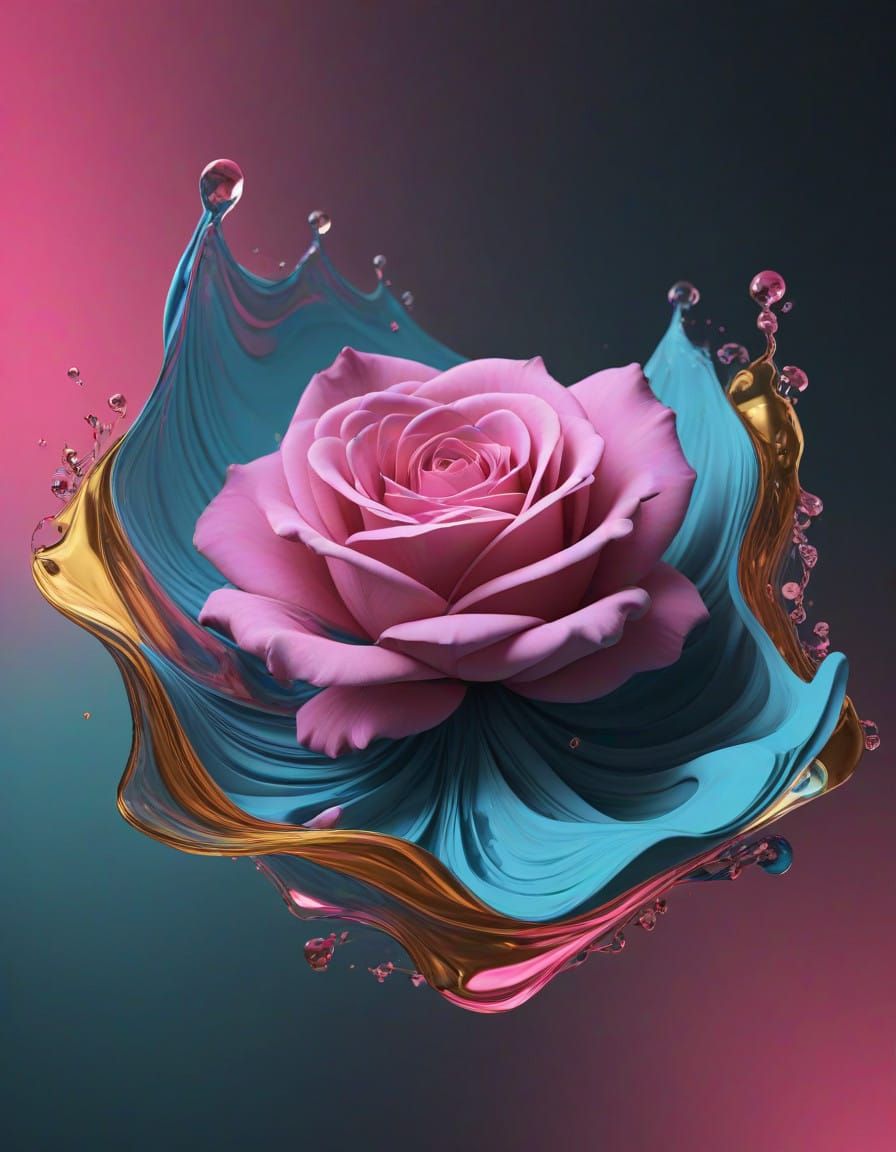 Ethereal Rose Forms in Mid-Air, Blending Surrealism and Mini...