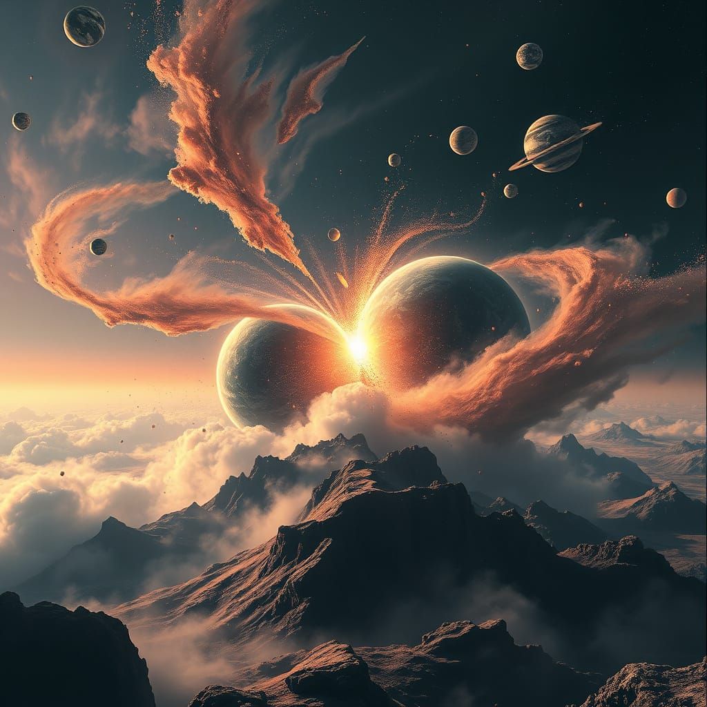 Planetary Collision in Cosmic Vortex