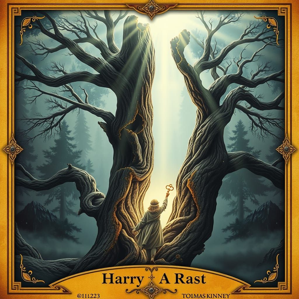 The mysterious traveler, with a golden key, in the tree torn...