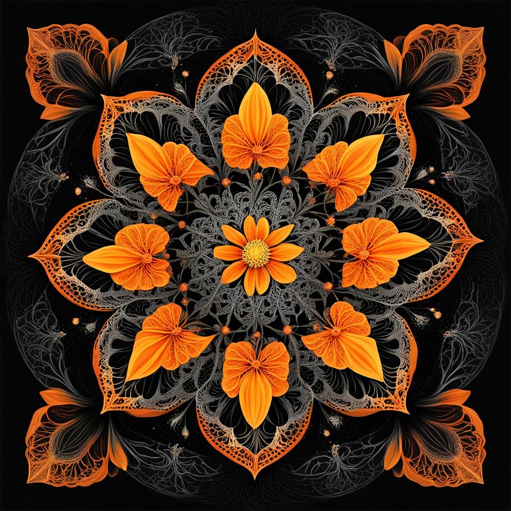 Ethereal Flower Blooms in Dark Space as Digital Art