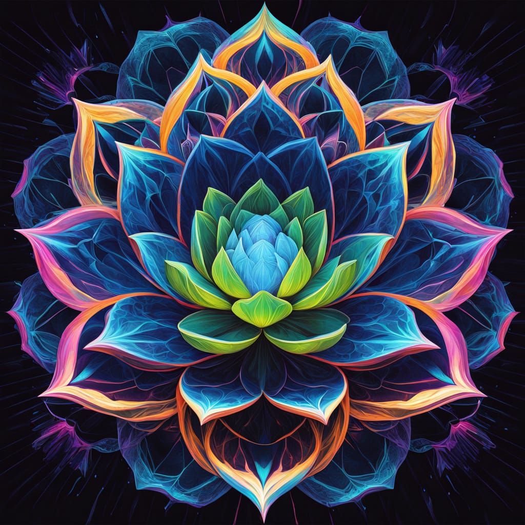 Fractal Lotus Blooms in Neon Radiance