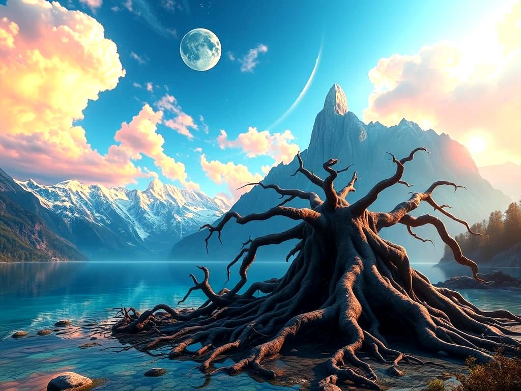 Surreal Fantasy Realm in Hyper Realistic Style