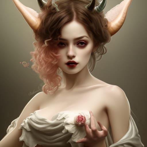 Cute Porcelain Devil Housemaid in Art Nouveau Style