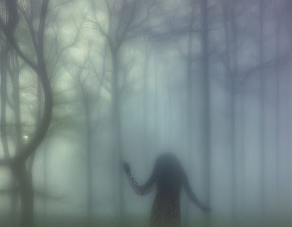 Crying Woman on Stargazing Platform in Rich Colors