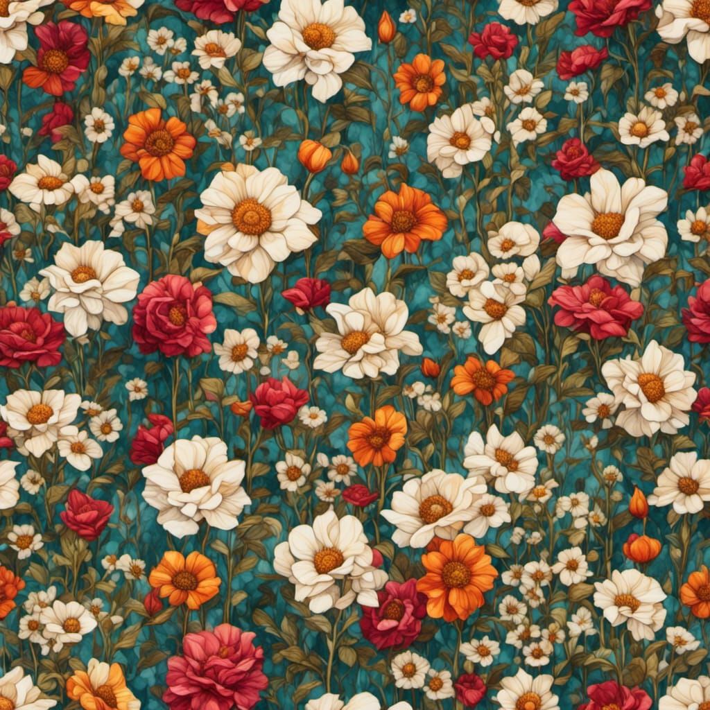Floral Fabric Design in Warm and Cool Colors
