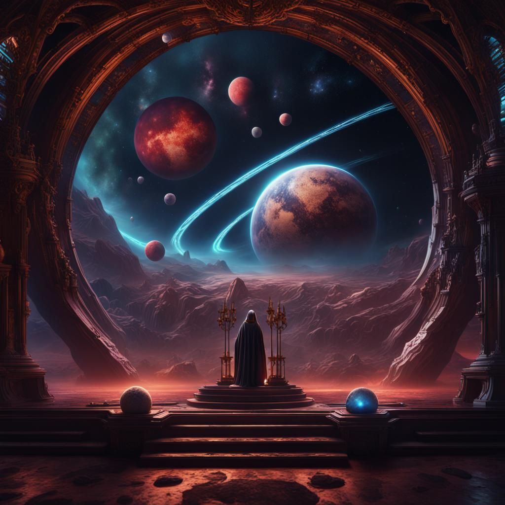 Extraterrestrial Opera in Cosmic Hue: A Matte Painting