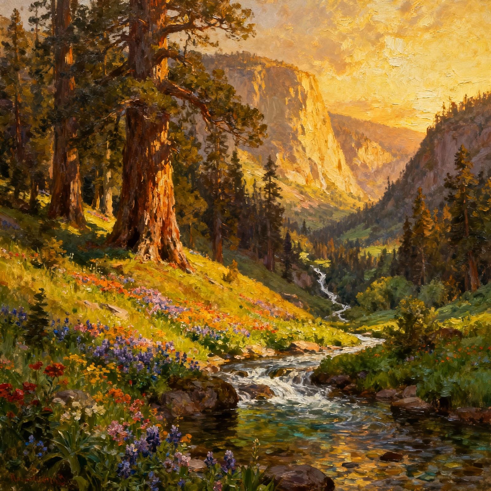 Majestic National Park Landscape Oil Painting