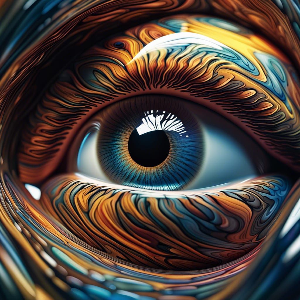 Hyperrealistic Eye Close-Up with Abstract Fractal Design
