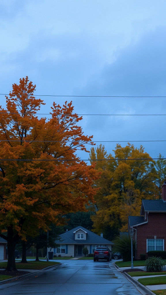 Stormy Autumn Evening in 90s Suburban Neighborhood