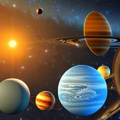 Cosmic Solar System Puzzle in a Sci-Fi Style