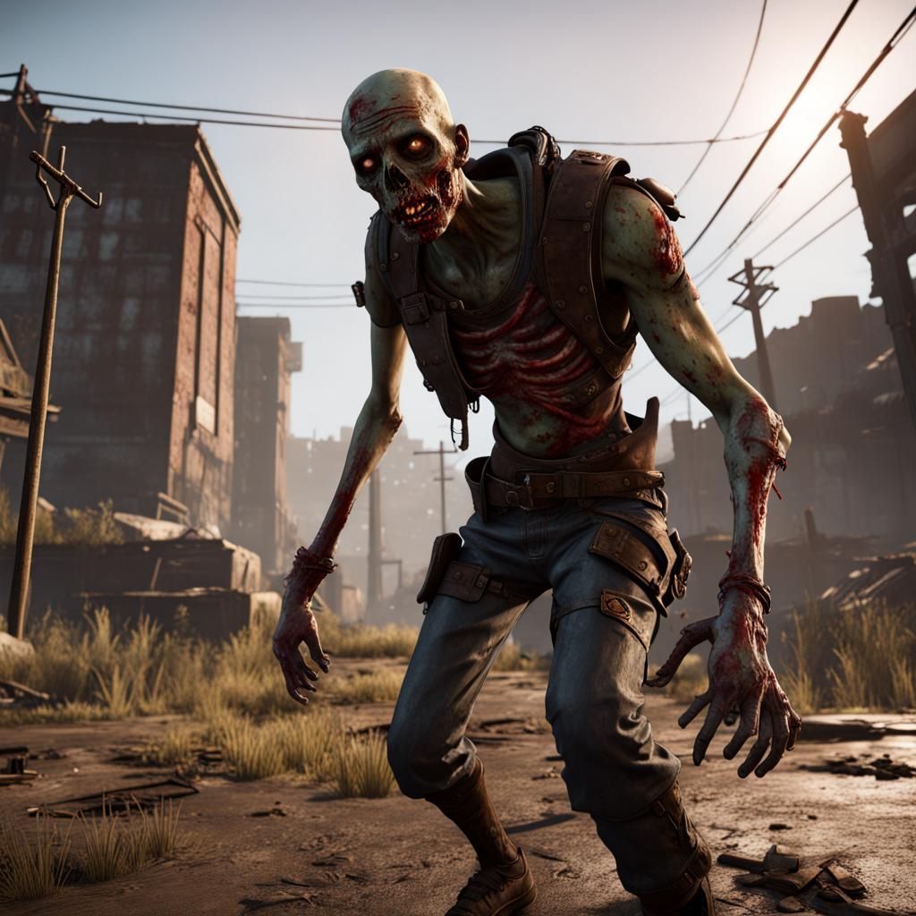 Magnificent Zombie in Post-Apocalyptic Unreal Engine