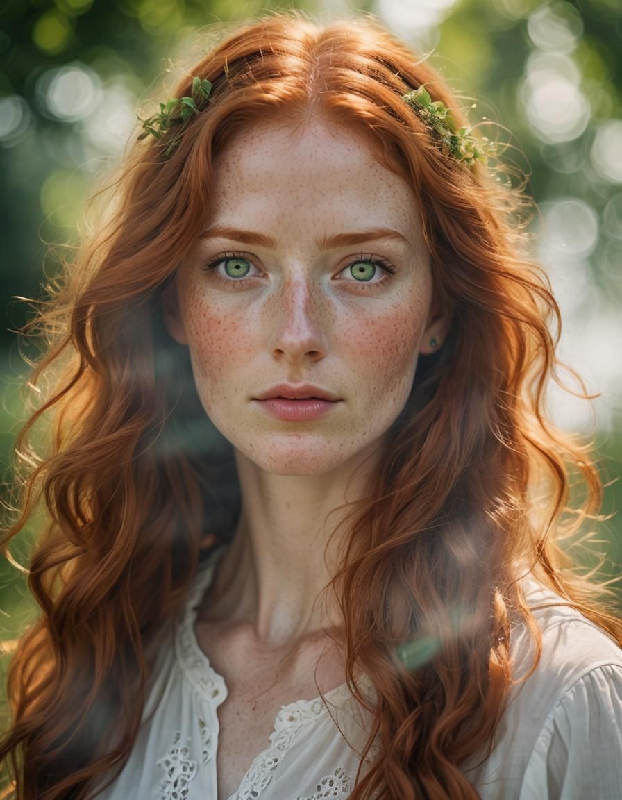 Redhead Portrait with Freckles in Soft Focus