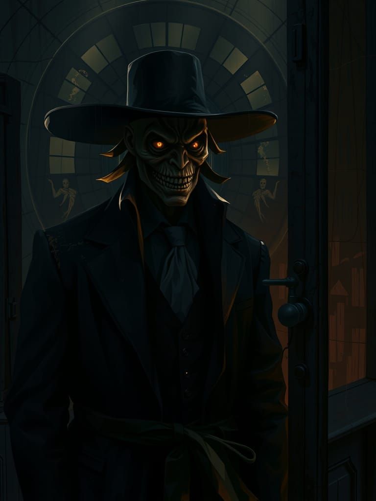 Surreal Preacher Possessed by Dark Demon in Gothic Industria...