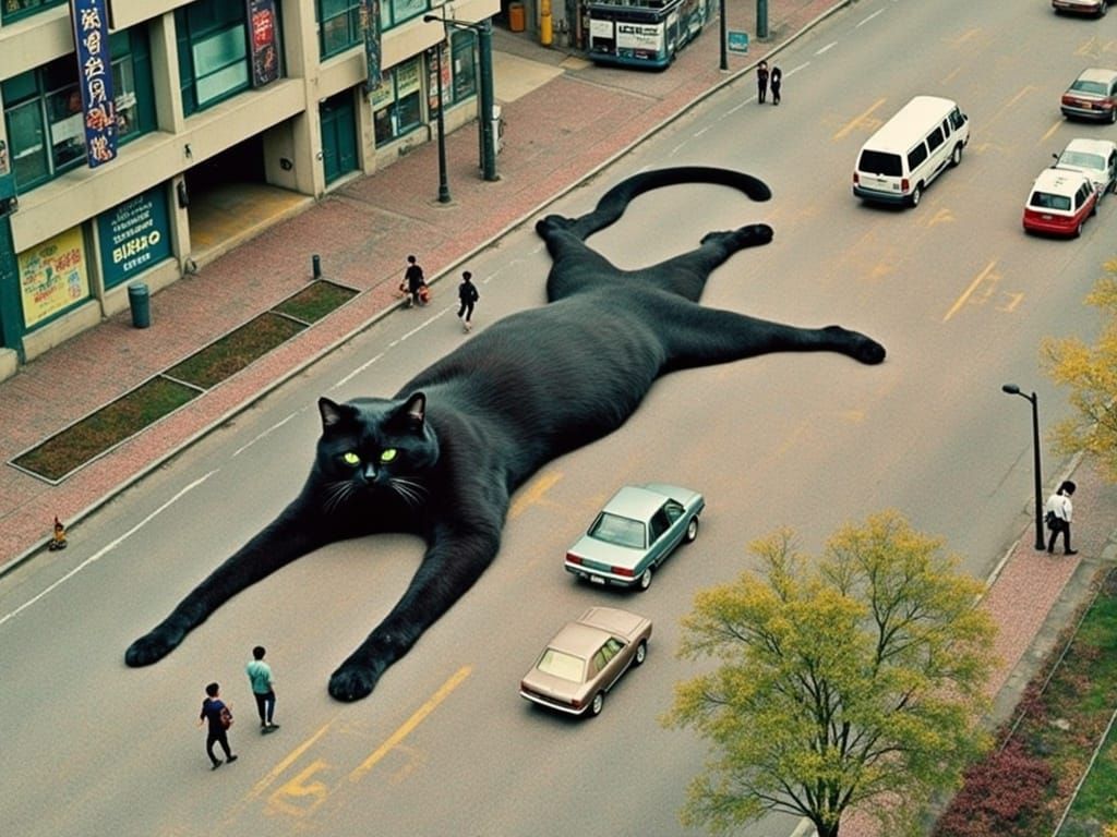 Giant Cat Sprawls Across Taiwan City Street
