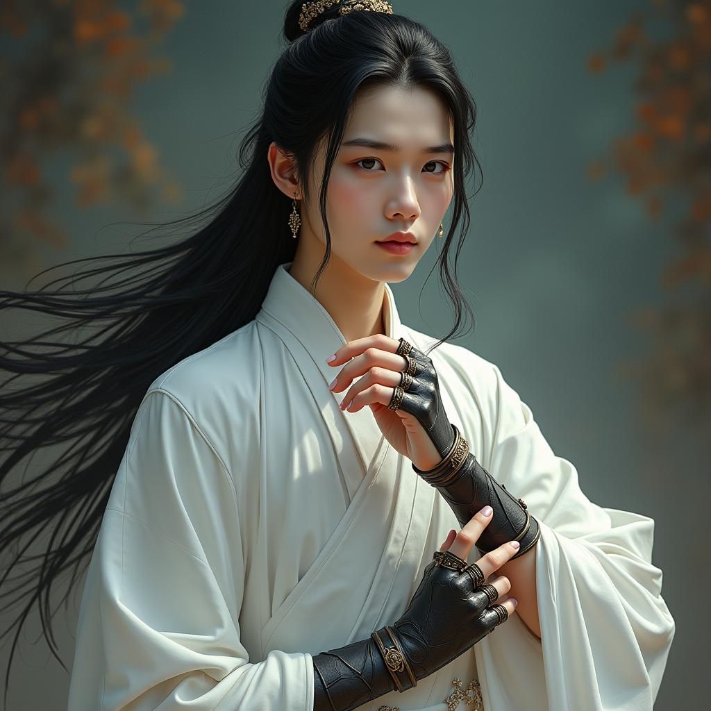 Young Man in Traditional Chinese Clothing, Matte Painting