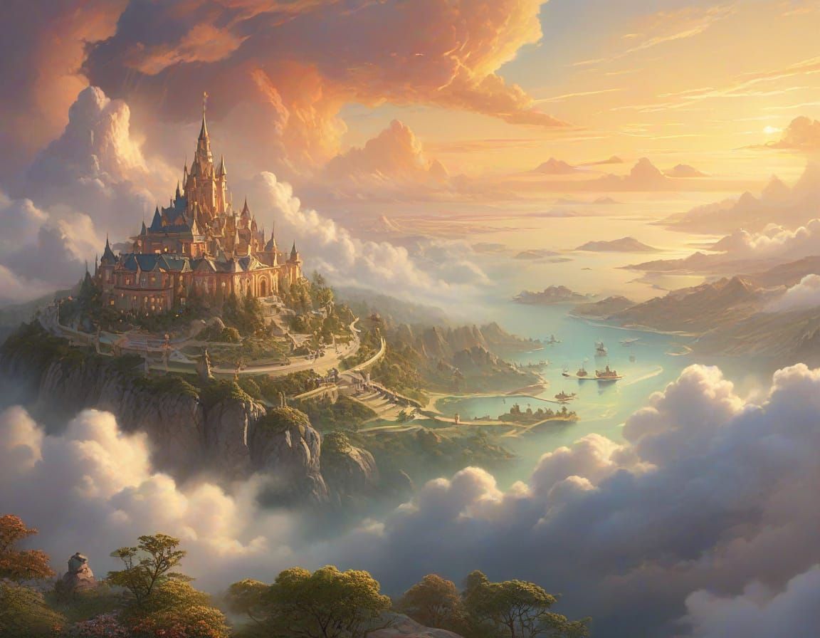 Ethereal Flat Earth Map in Fantasy Style