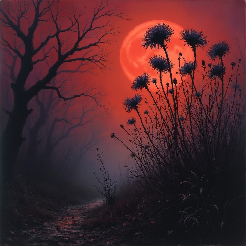 Victorian Gothic Wildflowers in Ominous Twilight