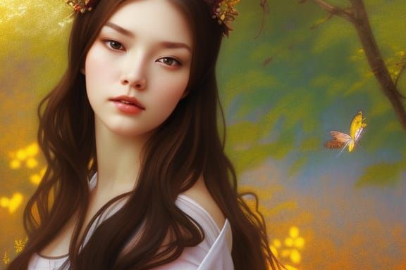 Portrait of a Beautiful Woman in Art Nouveau Style