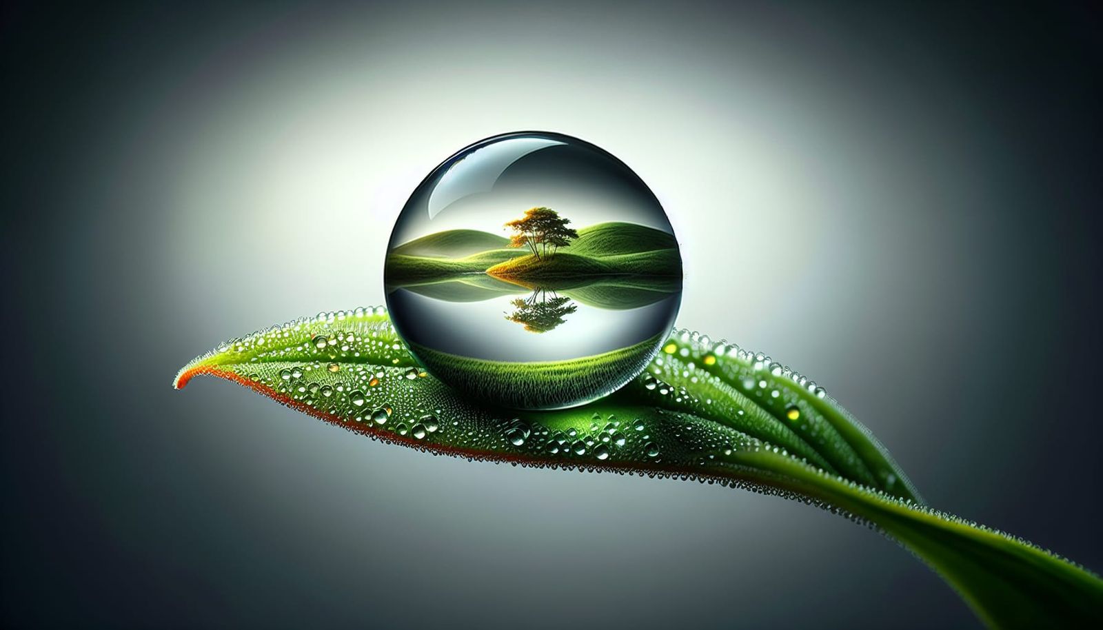 Dew Drop Miniature Landscape Macro Photograph