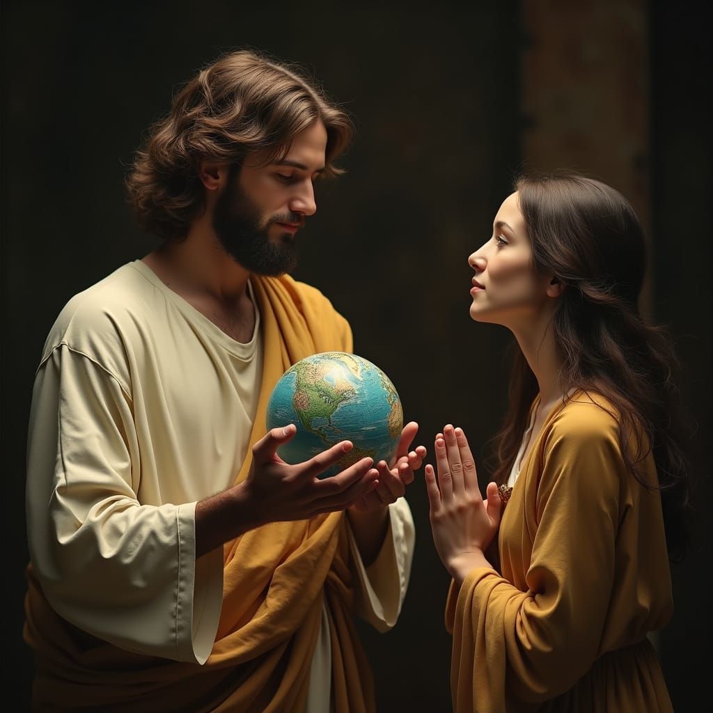 Jesus in Gentle Contemplation with a Devoted Disciple