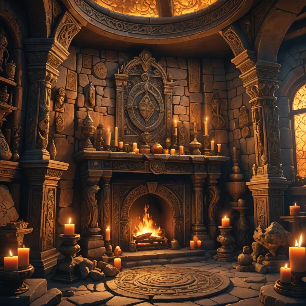 Mystical Altar Scene in a Fantastical Style