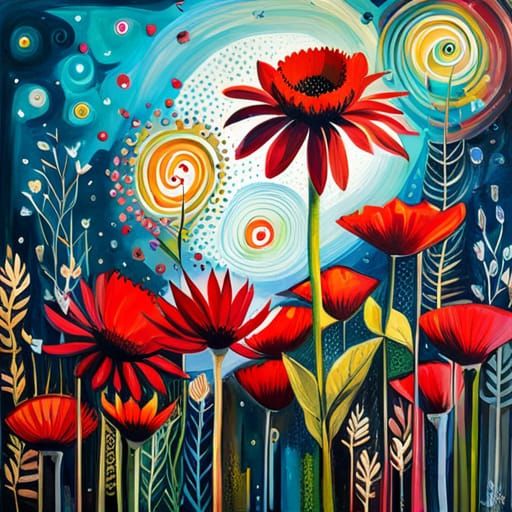 Floral Mixed Media Art: Digital Screen Print