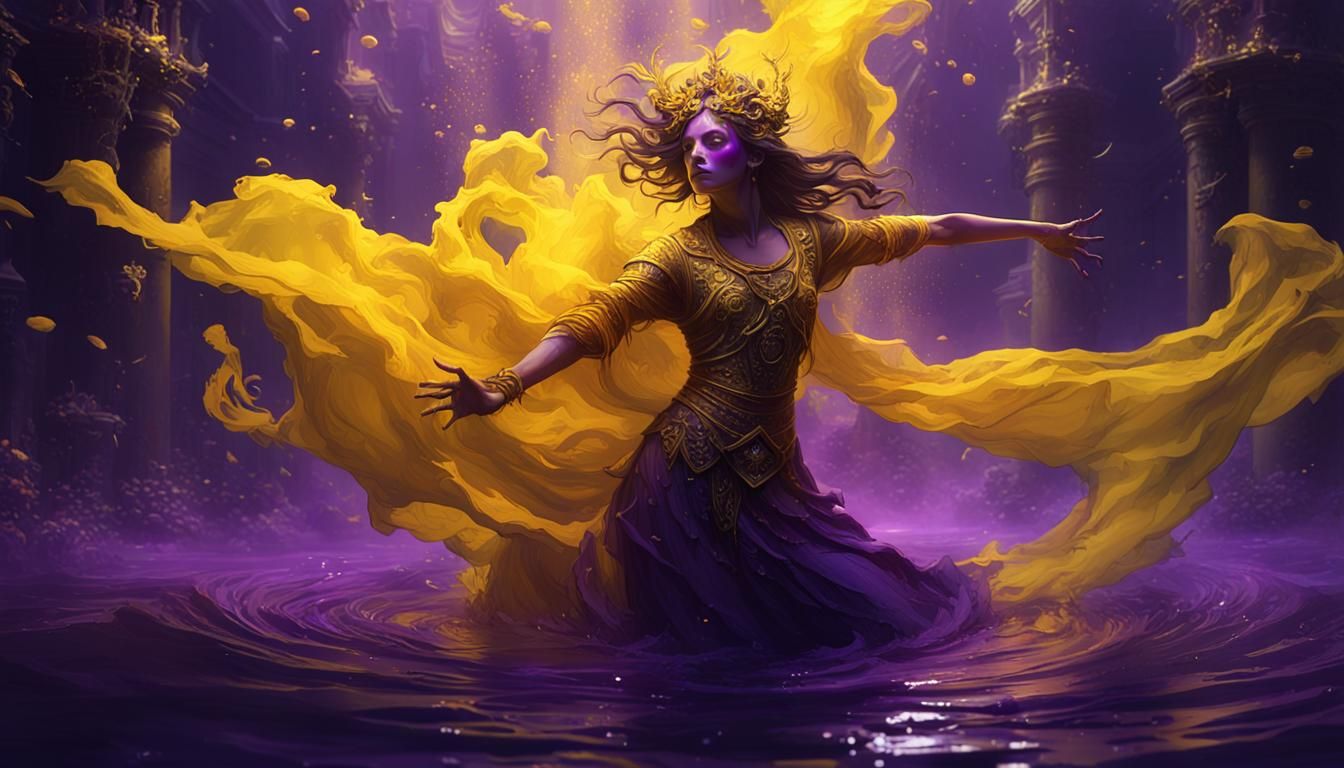 Dancer Drowning in Yellow: Dark Fantasy Concept Art