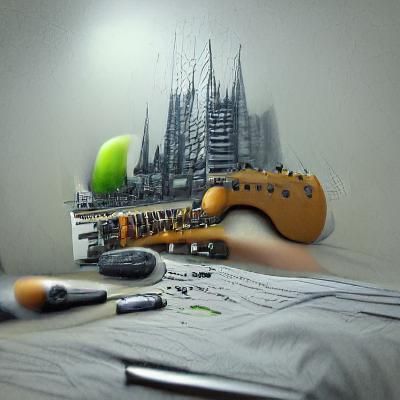 Teenage Guitarist in Detailed Matte Painting